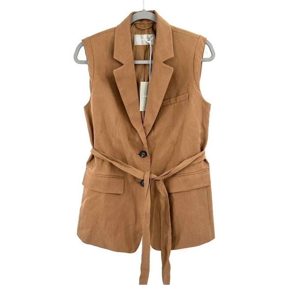 Everlane Tencel Sleeveless Blazer, Toasted Coconut, Size 00 - Picture 3 of 8